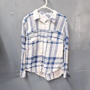 Maurices Blue and White Casual Button Down Shirt
